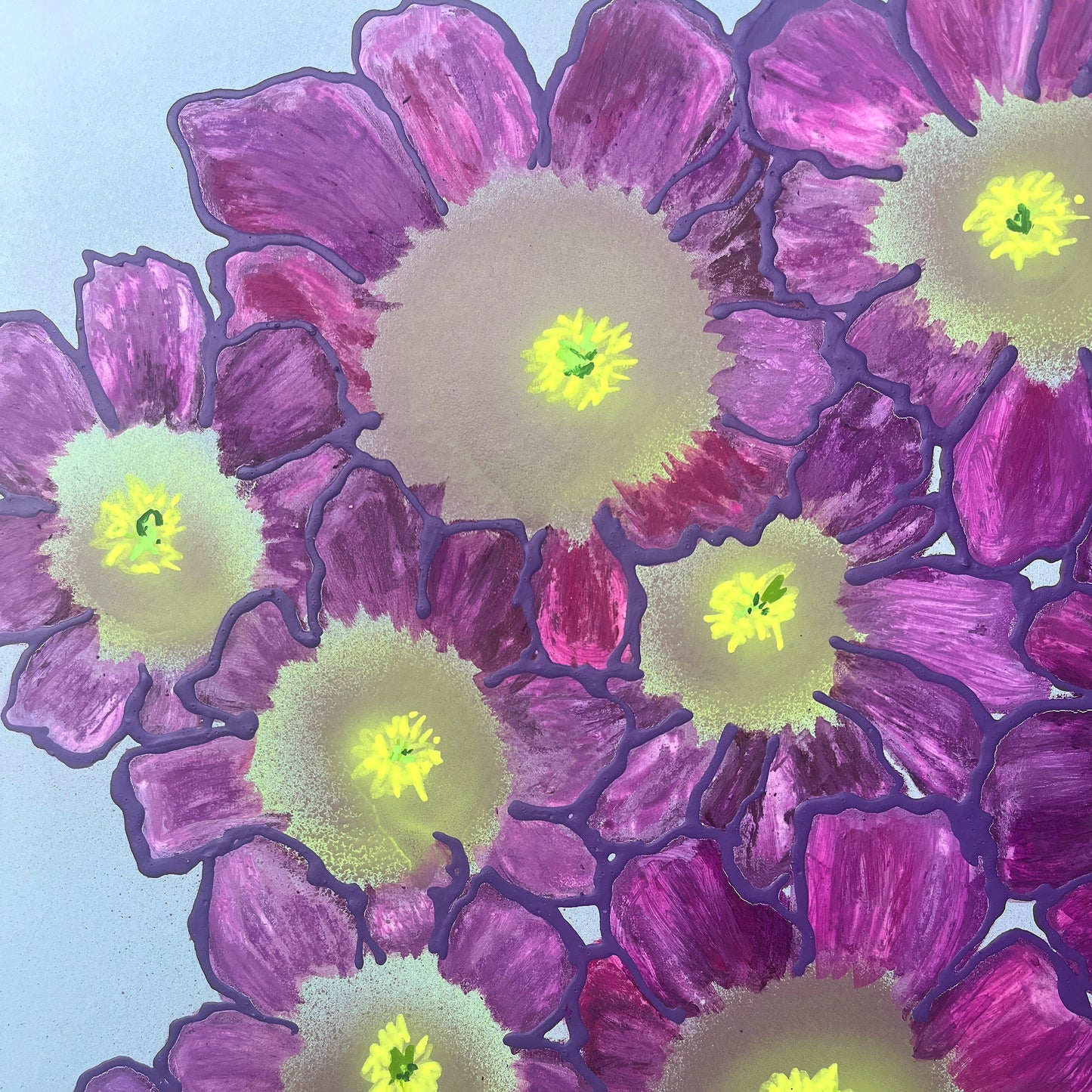 Close up of Purple magenta cosmos flower painting