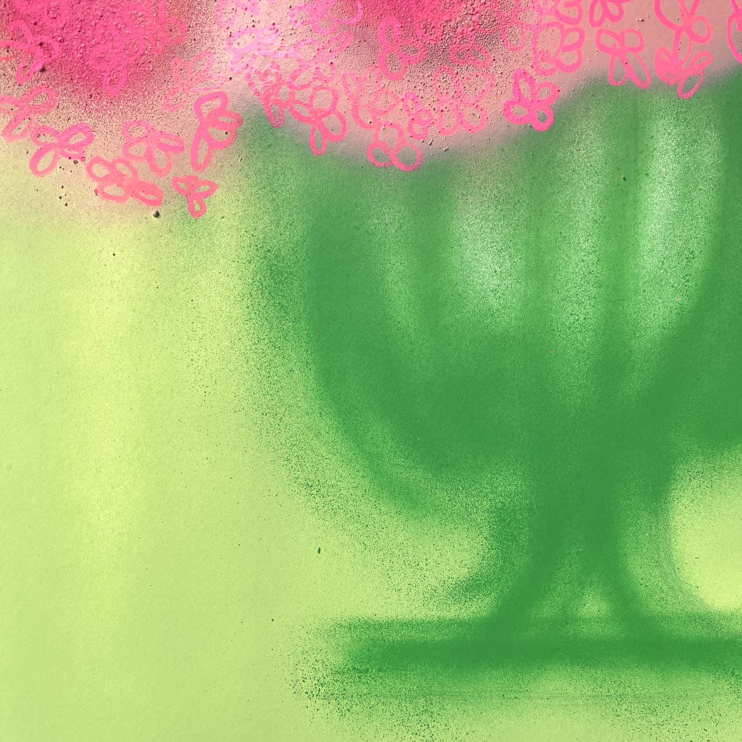 Detail of green vase, soft pale green with the Kelly green vase