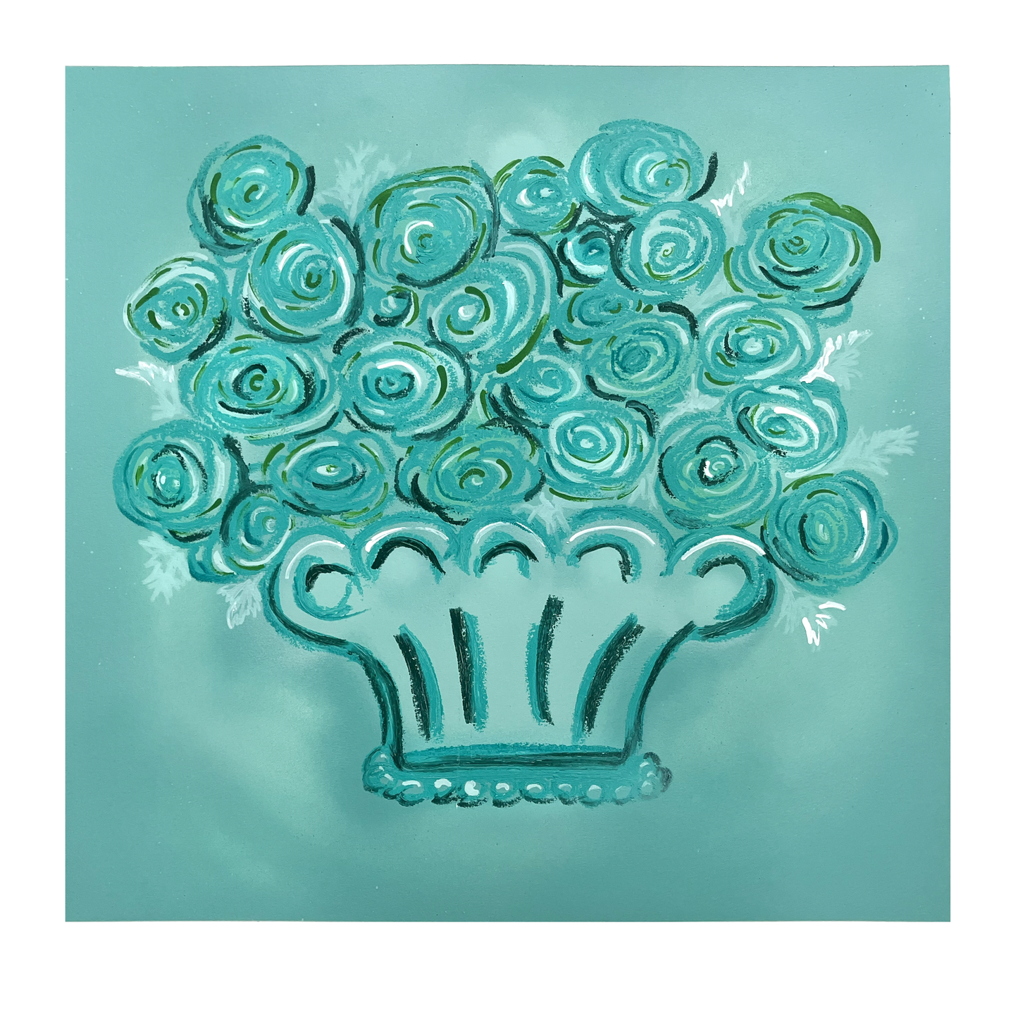 Teal Flowers No.3
